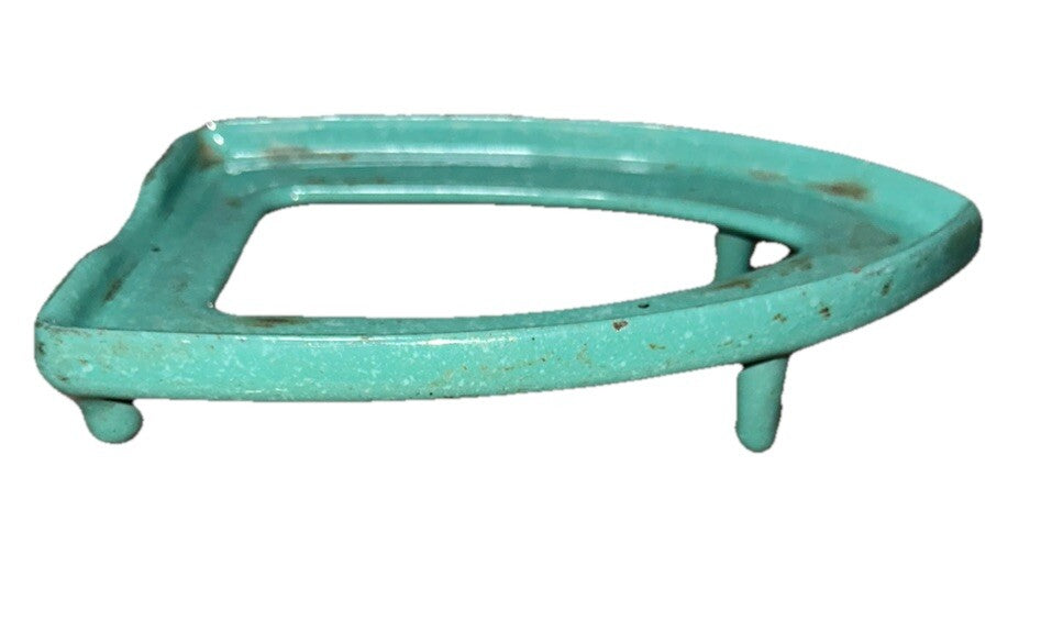 Antique Iron Stand Marked 2 From 1920/30’s Green Enameled Cast Iron Flat