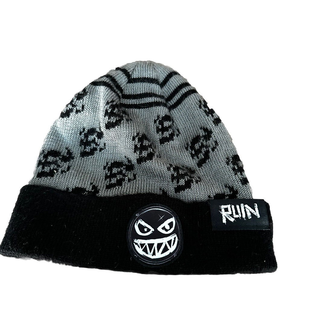 Beanie Activision Ruin Skull Grey And Black Preowned