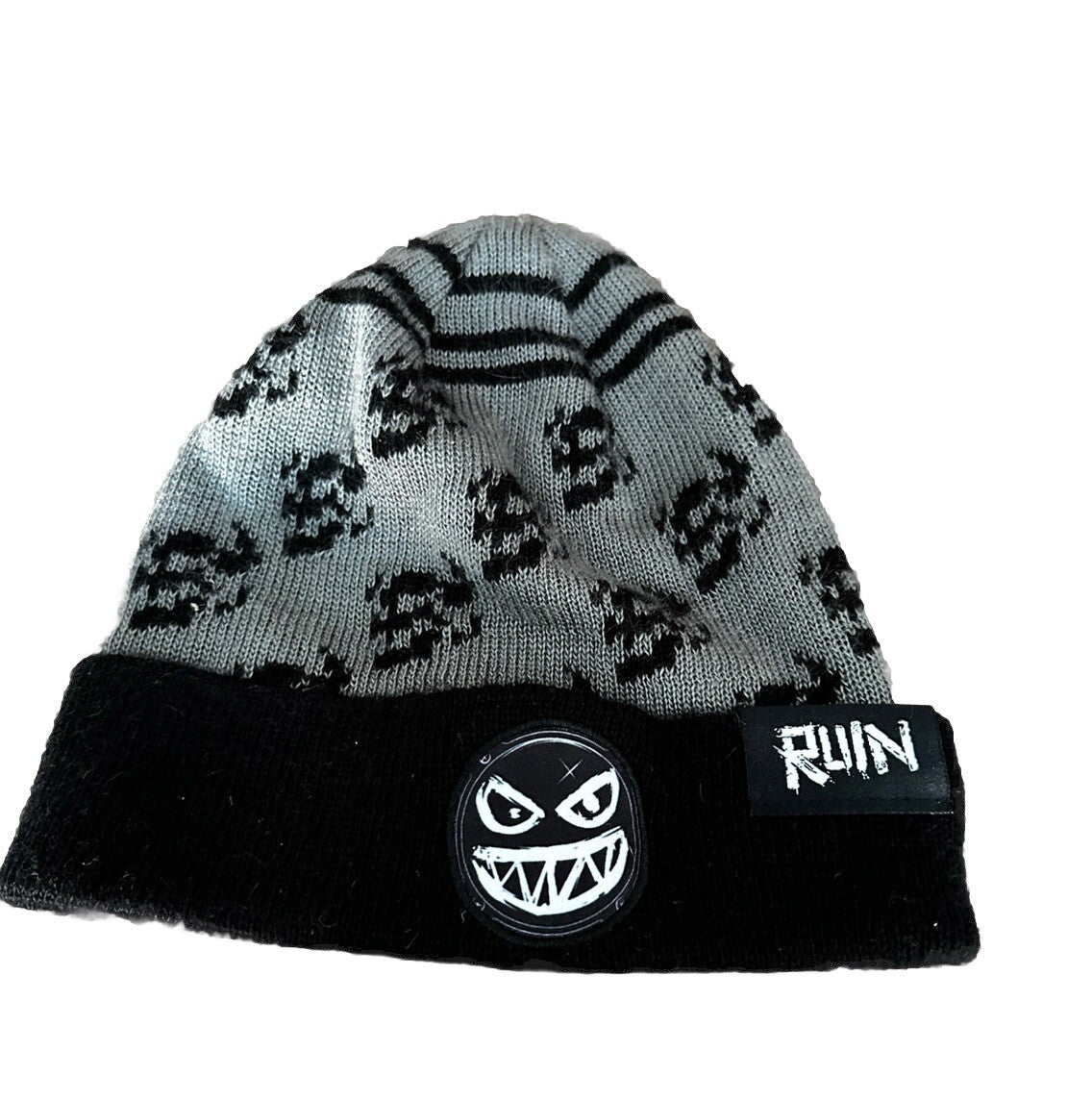 Beanie Activision Ruin Skull Grey And Black Preowned