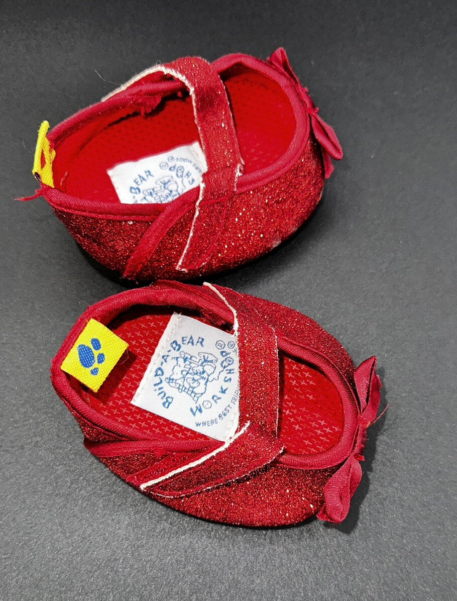 Build-A-Bear Red Glitter Dress Shoes Preowned