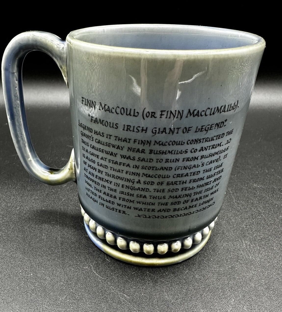 Cup Ireland Porcelain Green Blue Glaze 4”  Irish Vintage