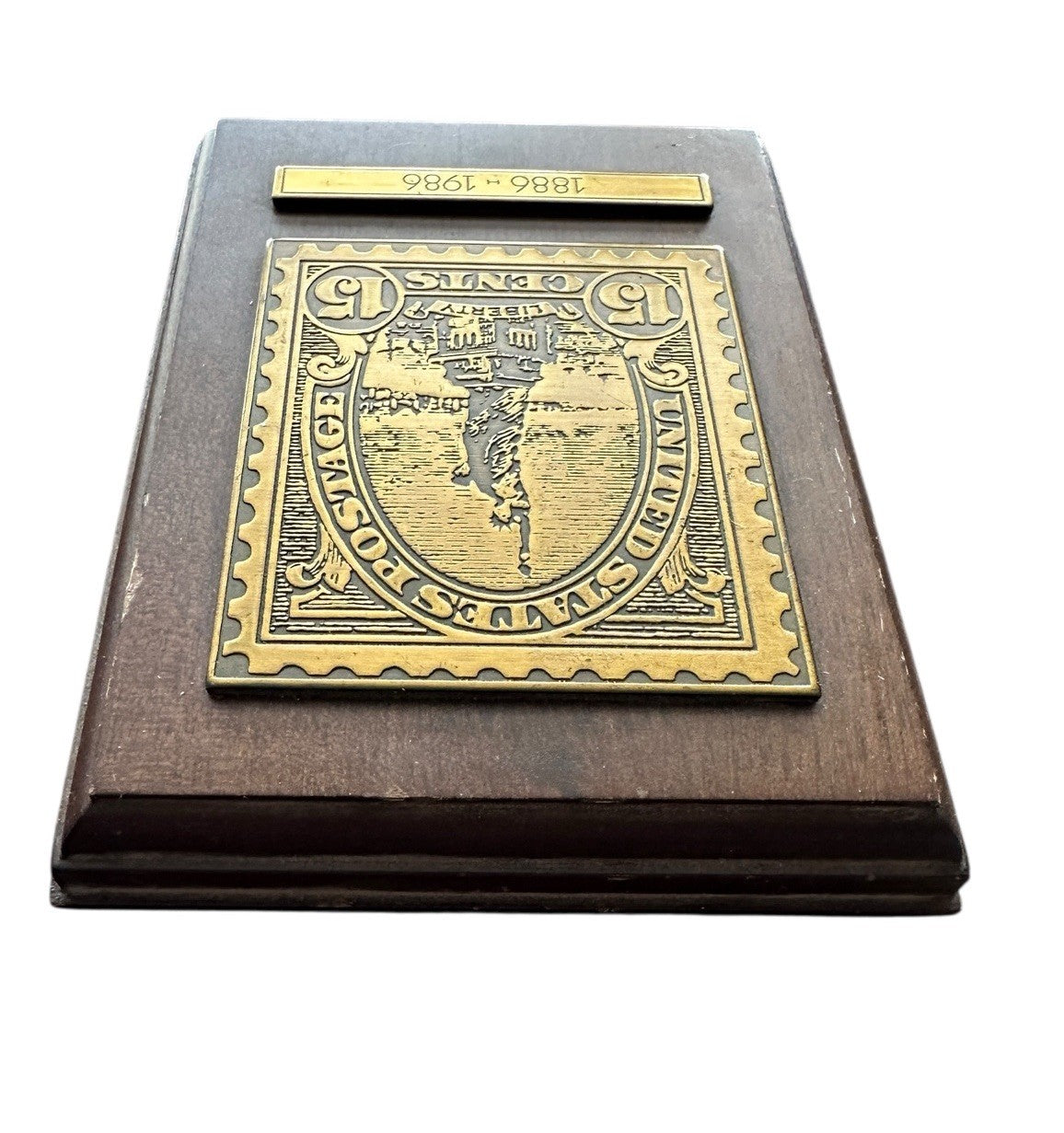 Avon Statue of Liberty 15 Cents Stamp Wood Plaque Wall Decor 1986 Vintage