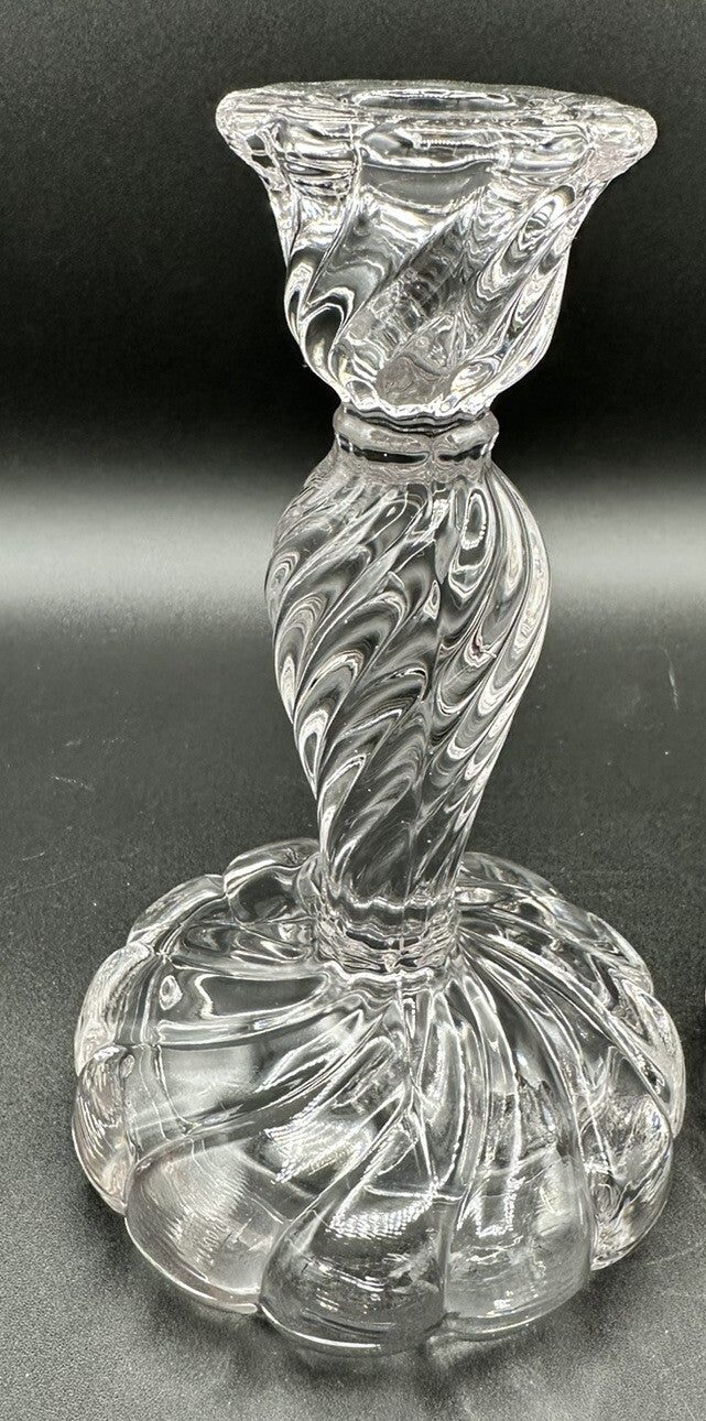 Candlesticks 7” Wedding Decor EUC(2) Fostiora Colony Heavy Swirl Crystal