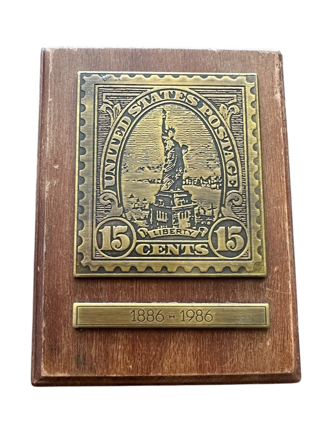 Avon Statue of Liberty 15 Cents Stamp Wood Plaque Wall Decor 1986 Vintage