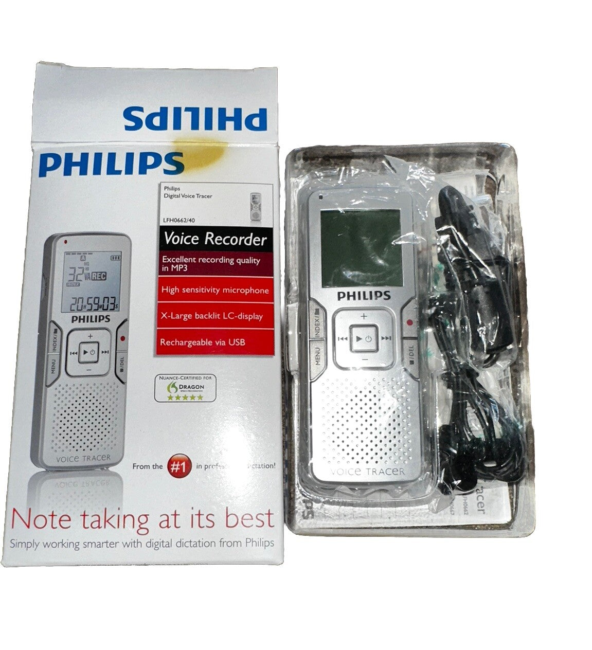 Digital Voice Tracer MP3 Recorder LFH0662/40 New/Tested/Open Box Philips