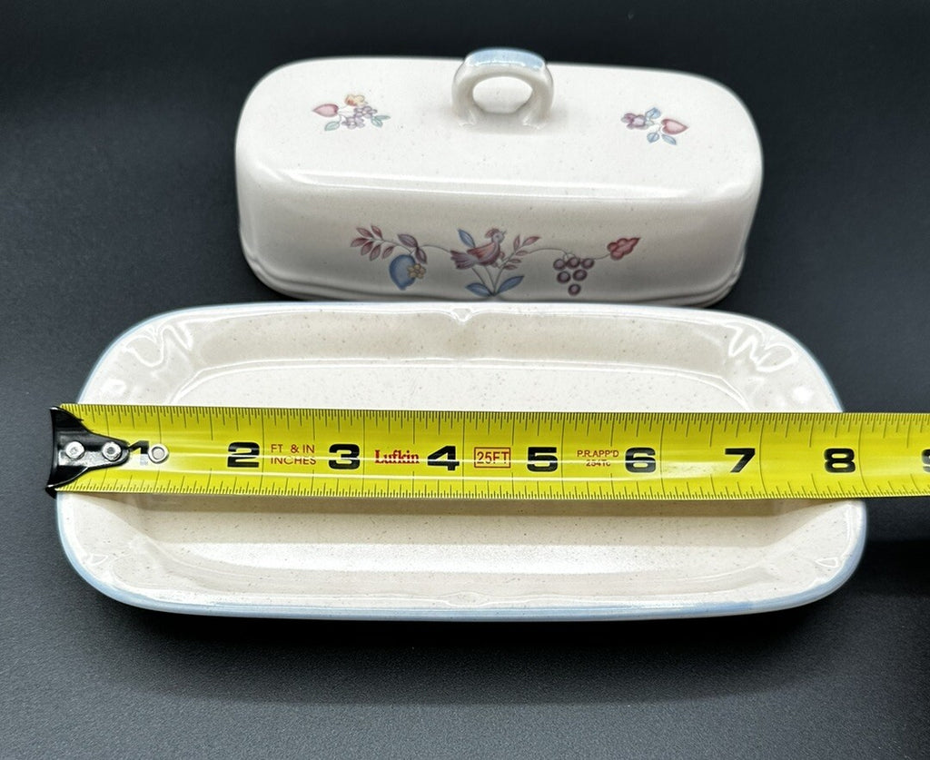 Butter Dish Heartland International Stoneware Covered Chicken Farm Scene Vintage