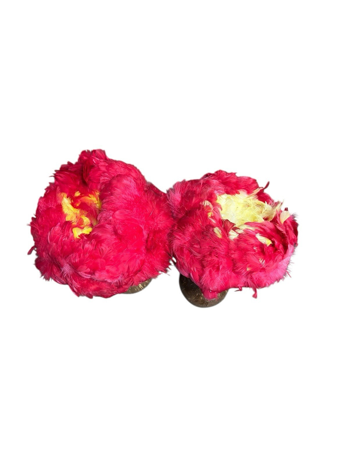 2 Uli Uli Hawaiian Polynesian Dance Red Yellow Feathers Hula Gourds Maracas