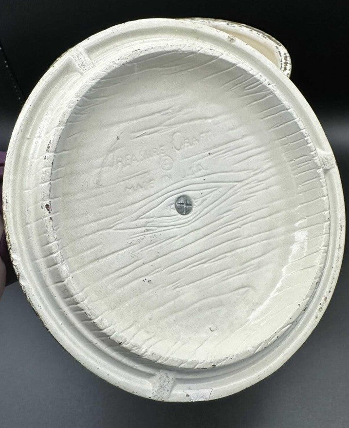 Cookie Jar Treasure Craft Yellow Green Apple Woodgrain 10” Vintage