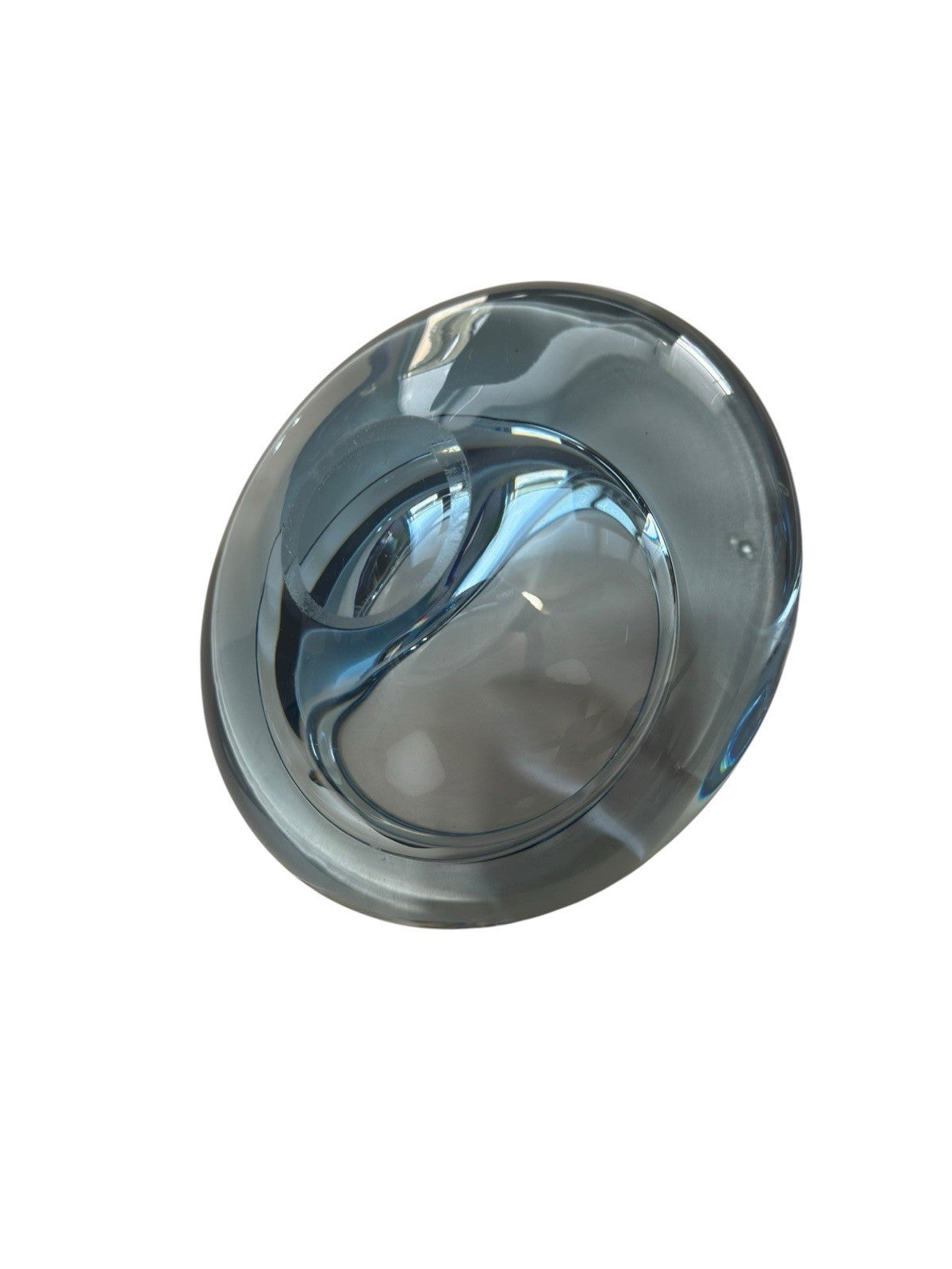 Bowl Per Lütken Holmegaard Art Glass Denmark MCM Blue Oval Signed