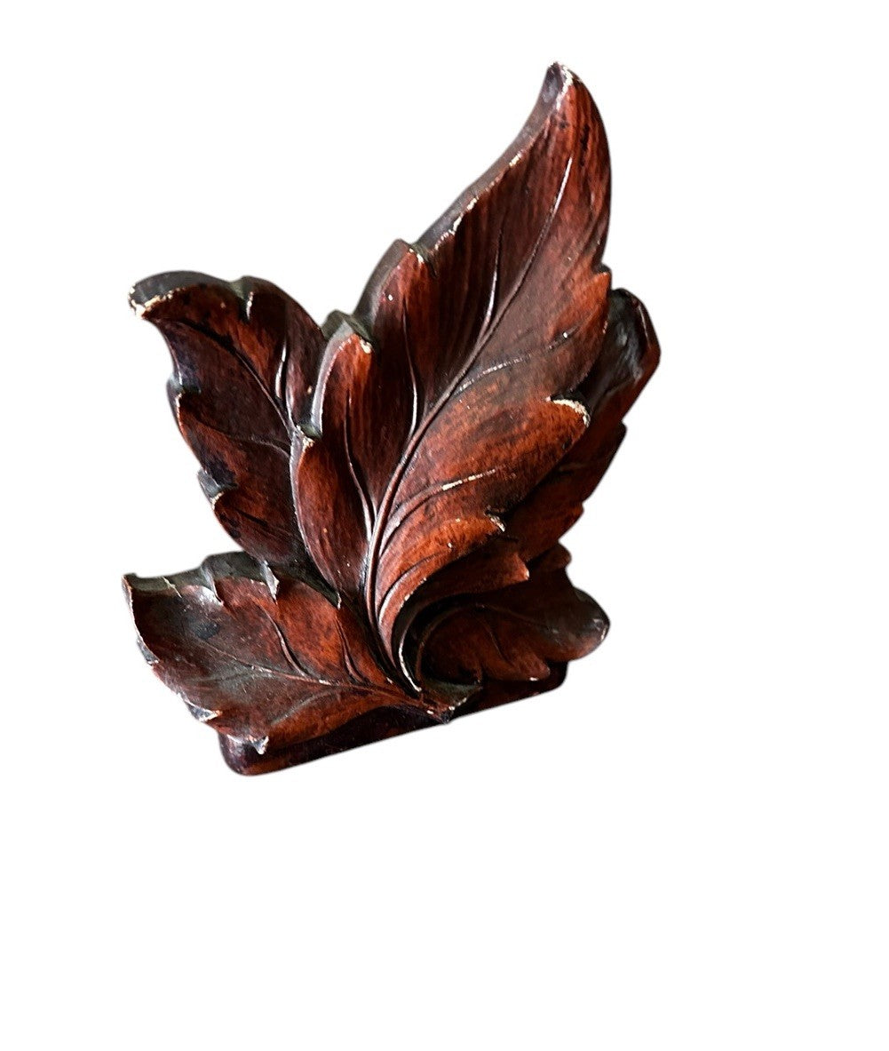 Bookends Gatco Brown Wood Tree Leaves Set Of 2  6.75” x 5.75” Vintage