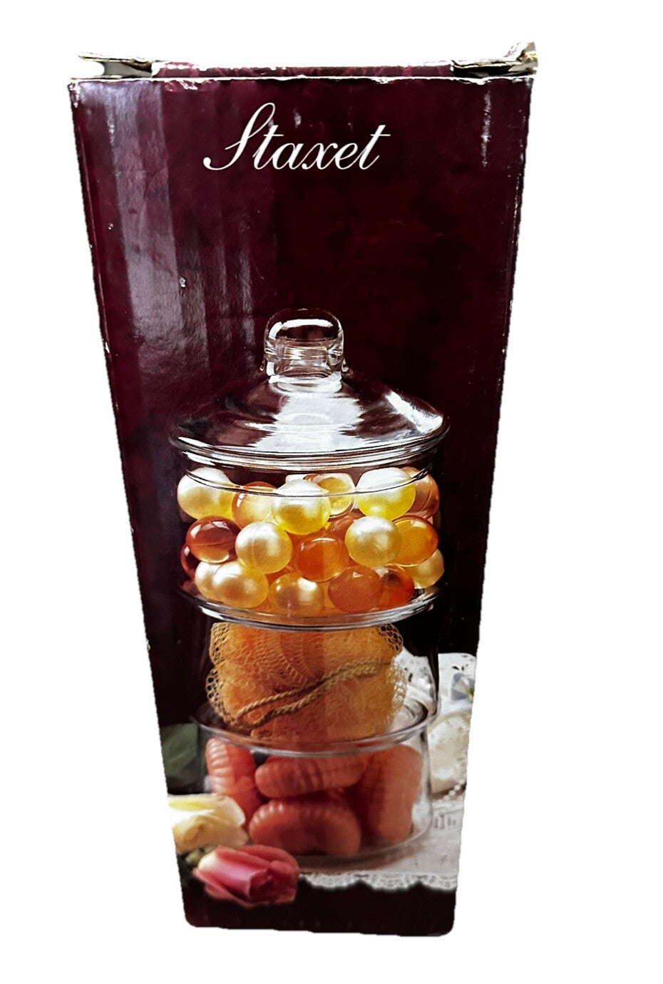 Candy Jars with Cover Storage Container Indiana Glass Staxet 3 Stacking 9.5” Vtg