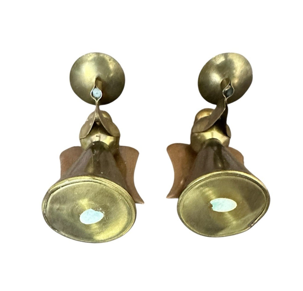 Candle Holder 4.5” Hong Kong Metal Copper Brass Angel Vintage