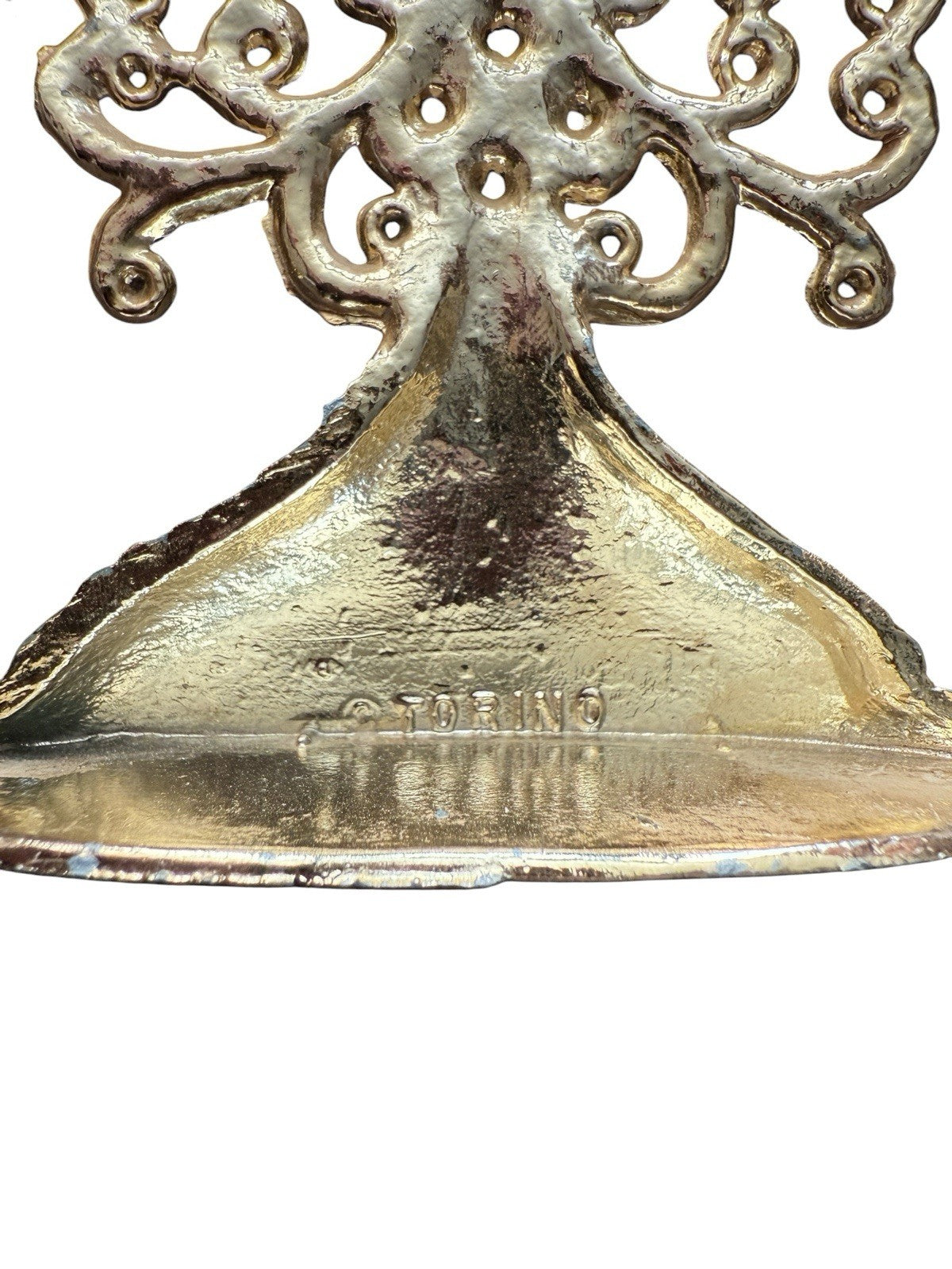 Earring Stand Holder Floral /Tree Jewelry Organizer Gold Tone Metal Vintage