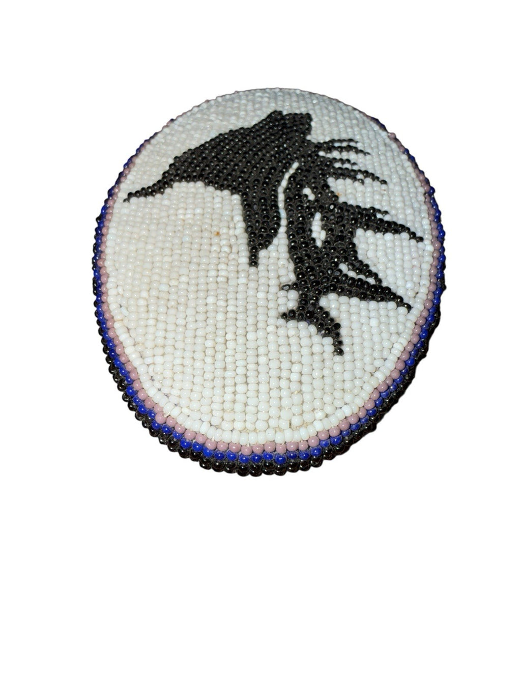 Belt Buckle, Signed And Stamped. Native American Beaded Elk Vintage