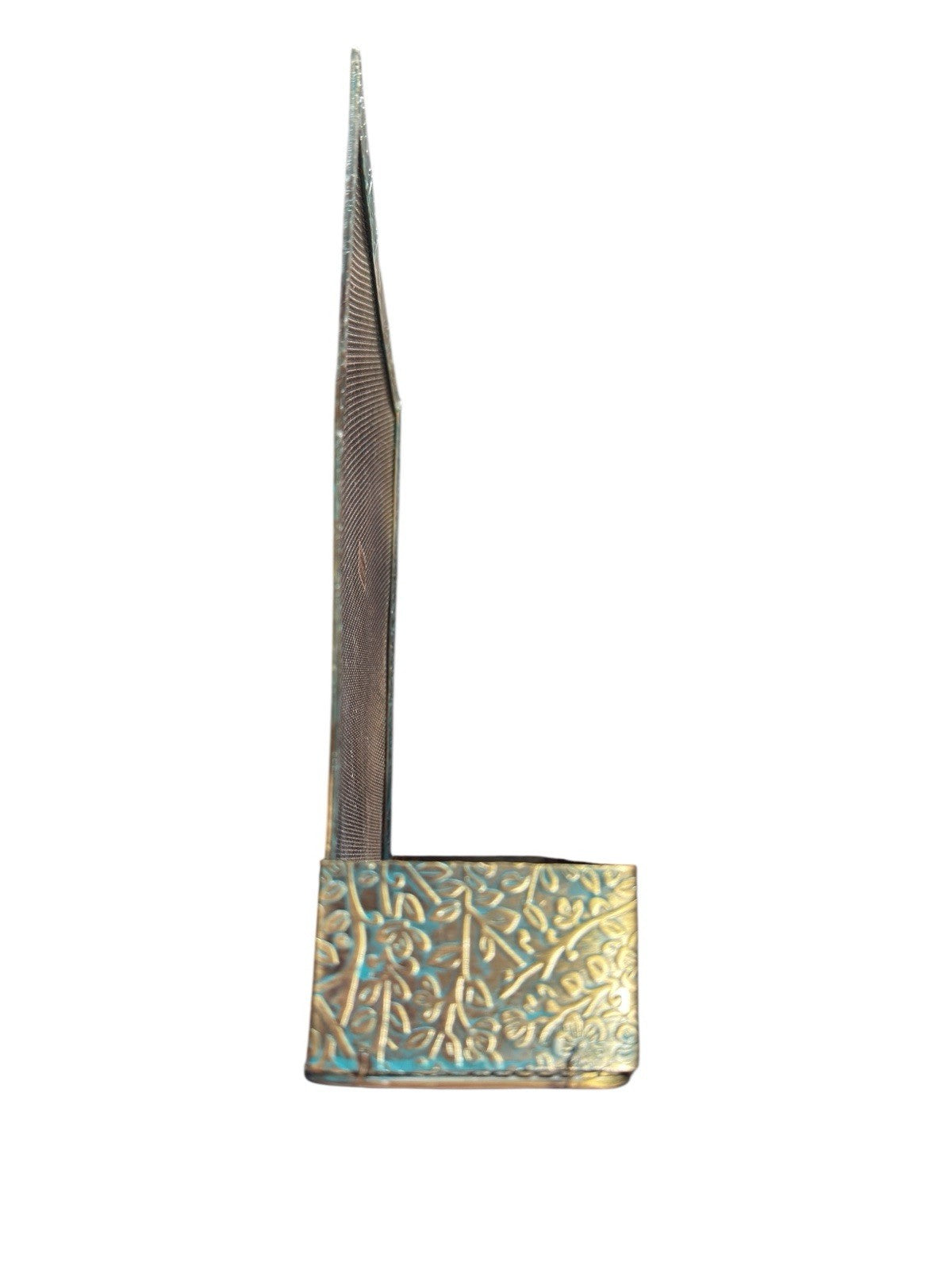 Earring Display Organizer Rack with Basket Blue Gold Tone Metal Wire Mesh