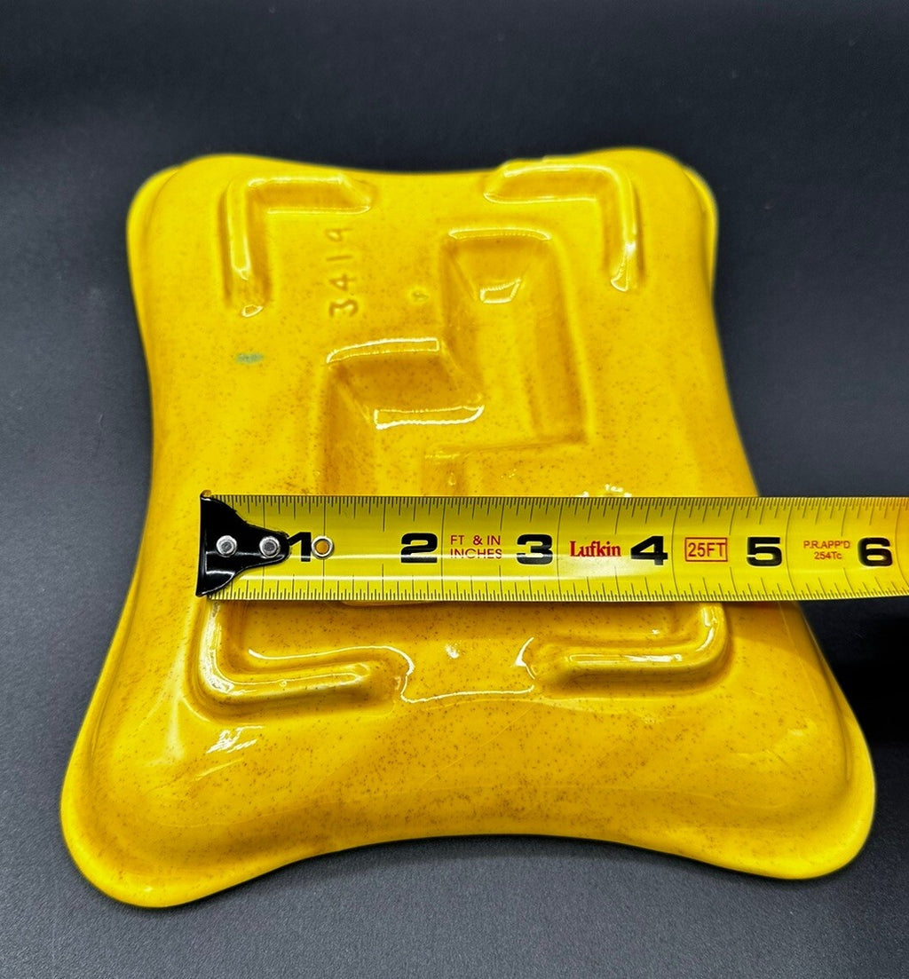 Ashtray USA Pottery 3419 Yellow Teal Green Drip Glaze 50s Vintage