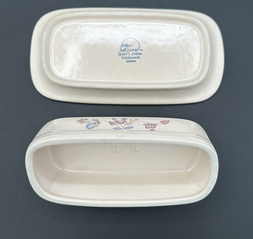 Butter Dish Heartland International Stoneware Covered Chicken Farm Scene Vintage