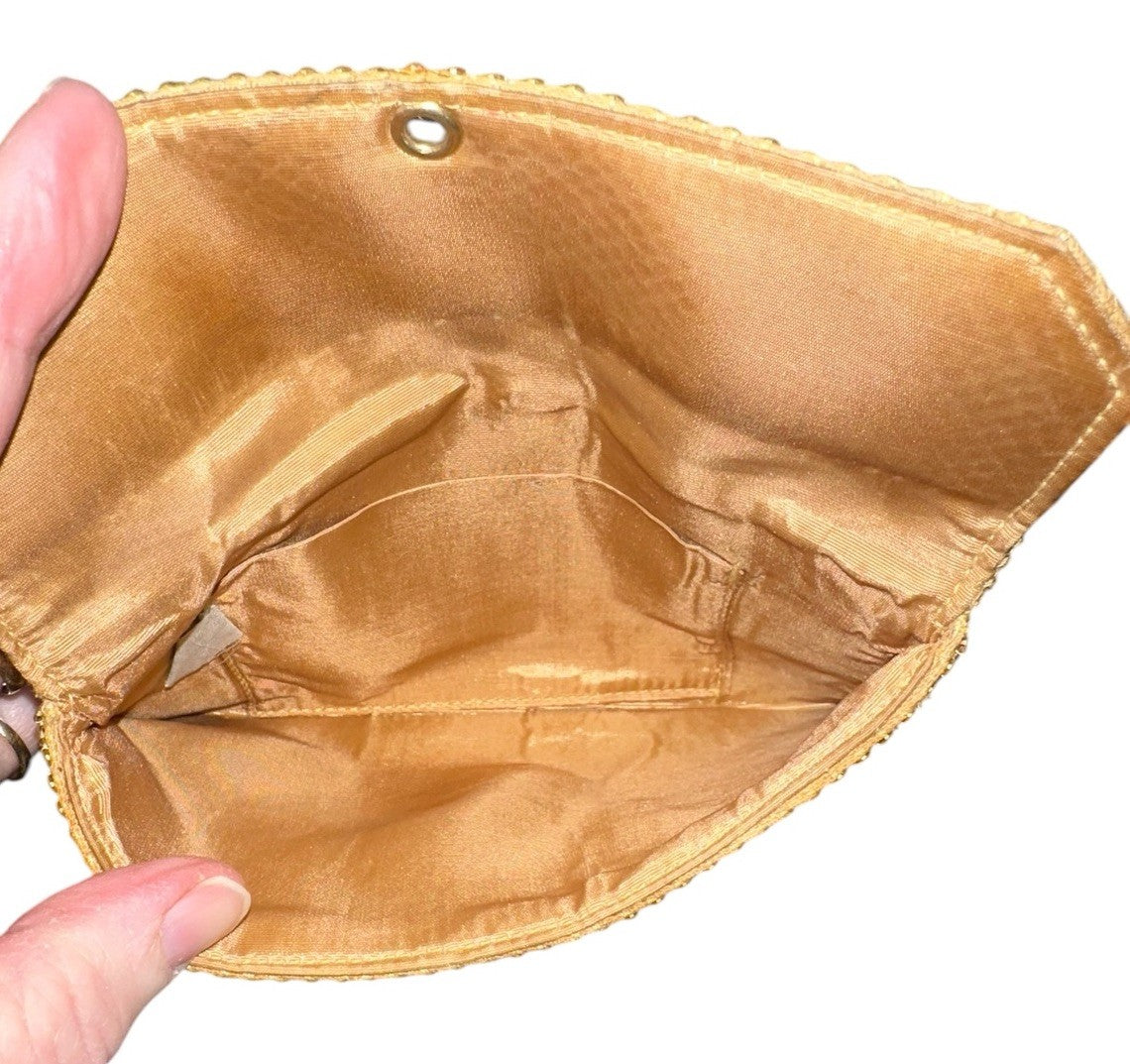 Clutch With Crystal Closure Whitting and Davis Gold Mesh Evening Vintage