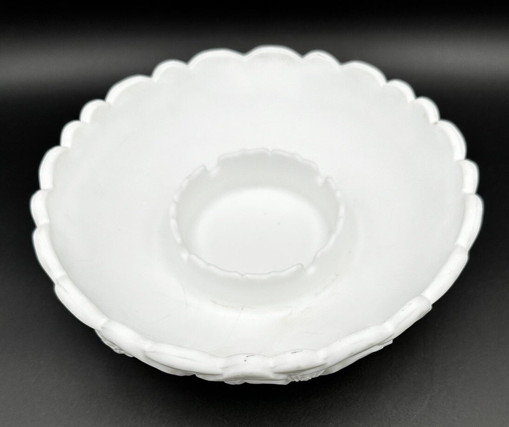 Ashtray, Trinket Dish,  8.5" Fenton Satin White Water Lily Vintage