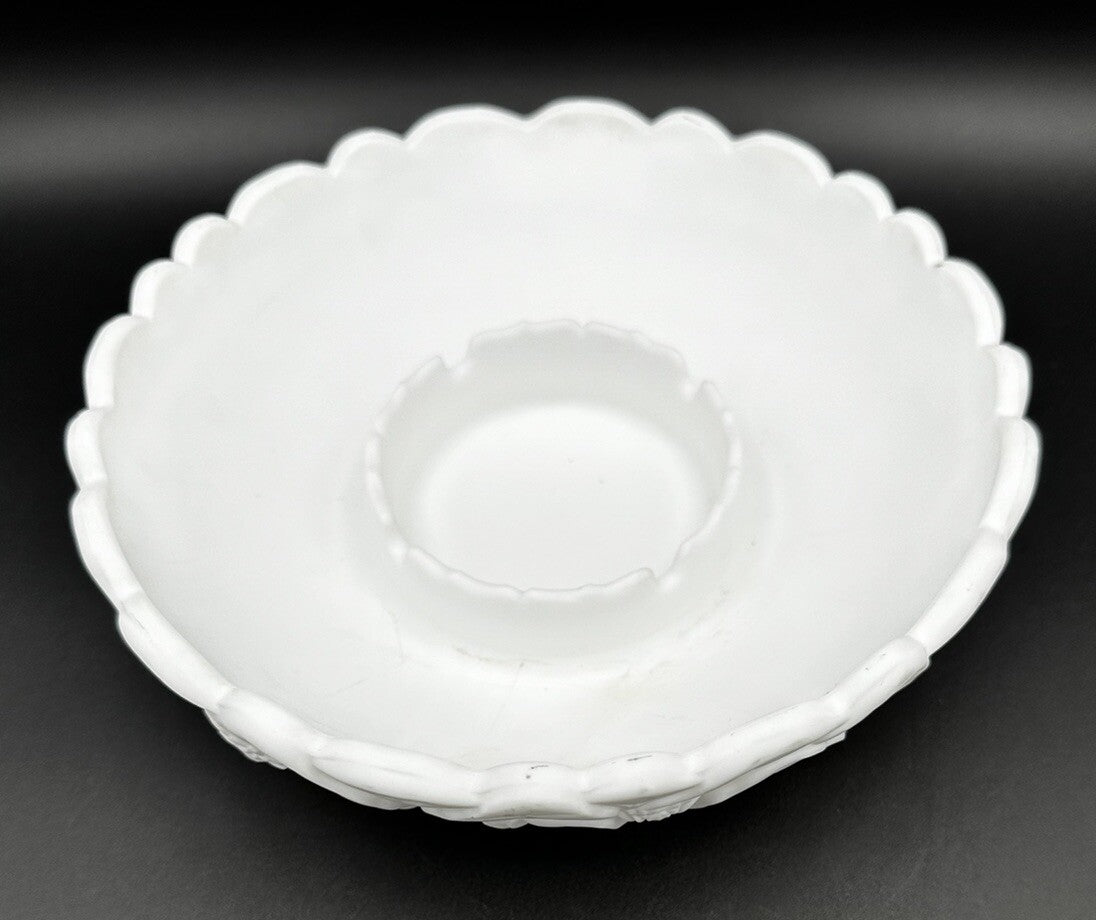 Ashtray, Trinket Dish,  8.5" Fenton Satin White Water Lily Vintage
