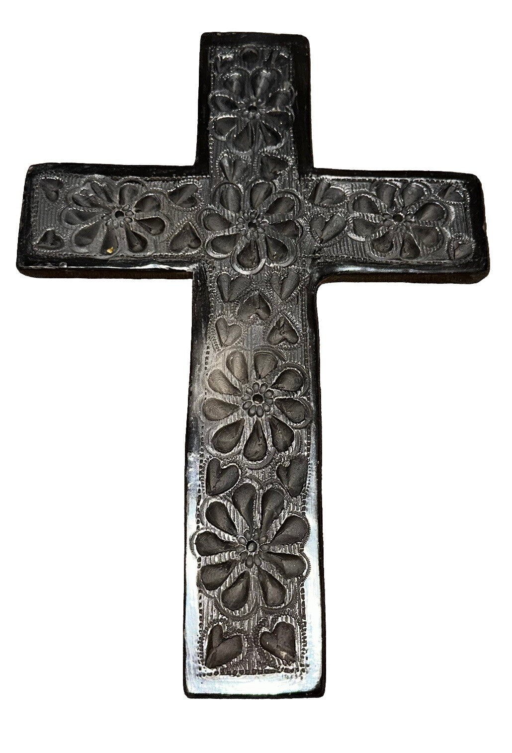Cross Ornate Stone Religious Decorative Wall Hanging 9” X 6.5” Mexico