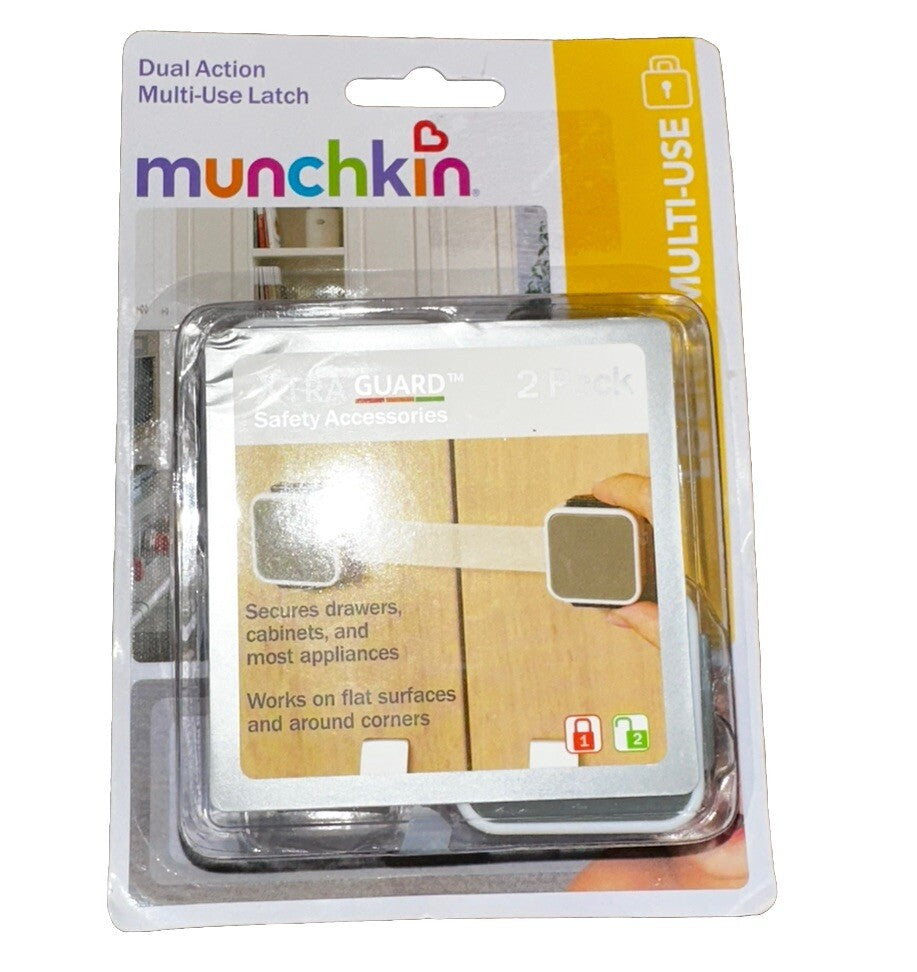 Drawer Door Latch Munchkin XtraGuard Dual Action Multi-Use 2 Pack Baby Proof New