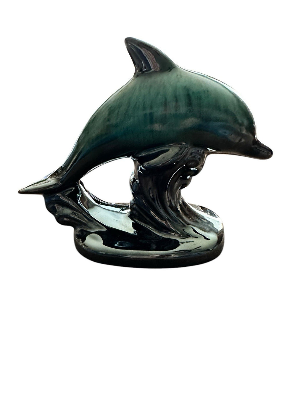 Dolphin Ceramic Statue Busch Gardens 5 1/4” Tall Green Vintage
