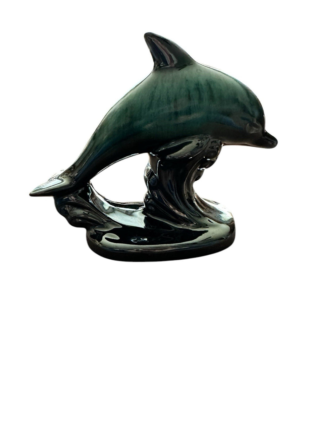 Dolphin Ceramic Statue Busch Gardens 5 1/4” Tall Green Vintage