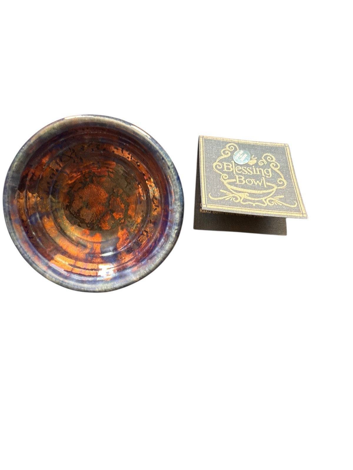 Blessing Bowl With Inspirational Quote 3”Jeremy Diller Raku NWOB