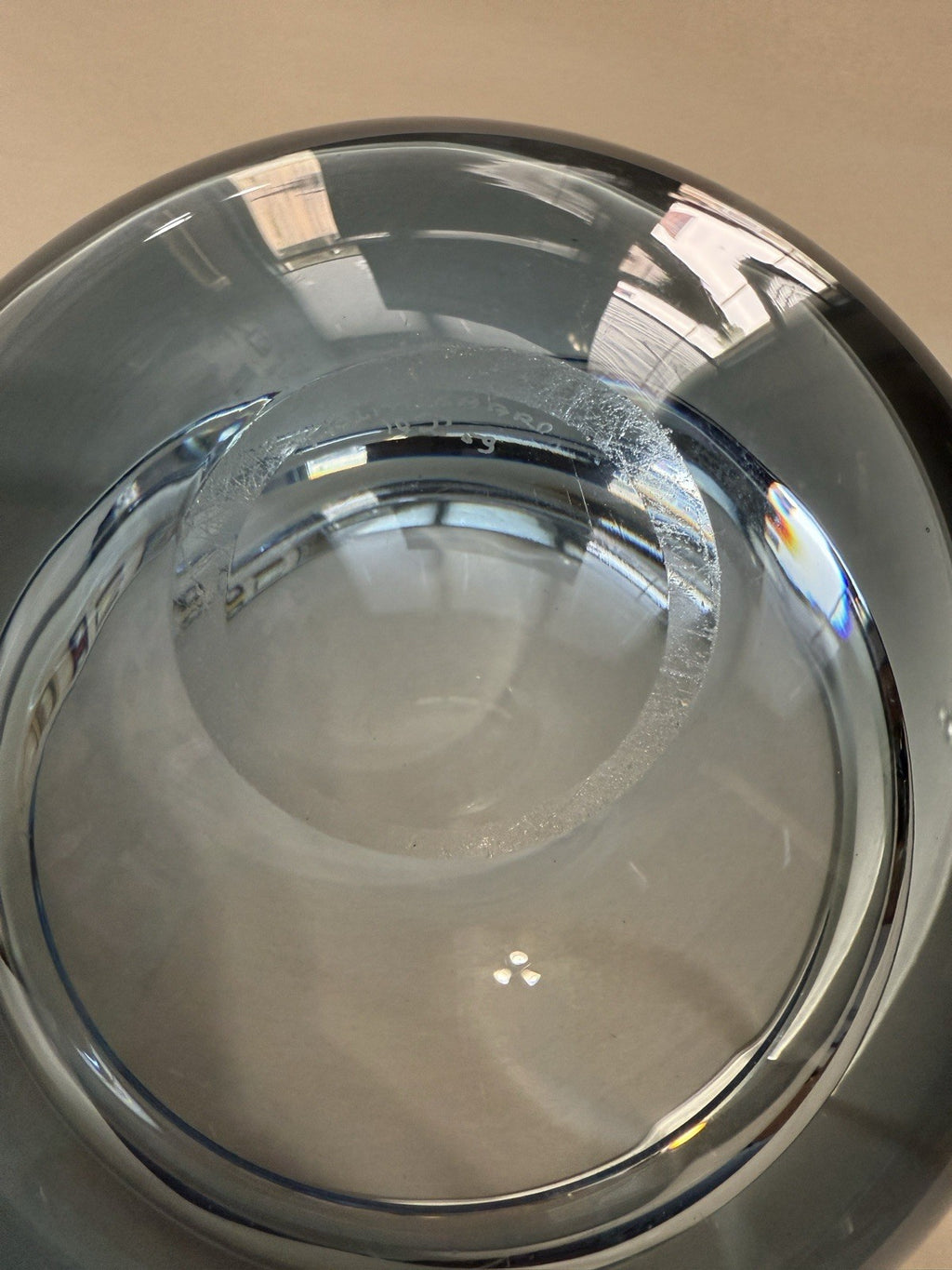 Bowl Per Lütken Holmegaard Art Glass Denmark MCM Blue Oval Signed