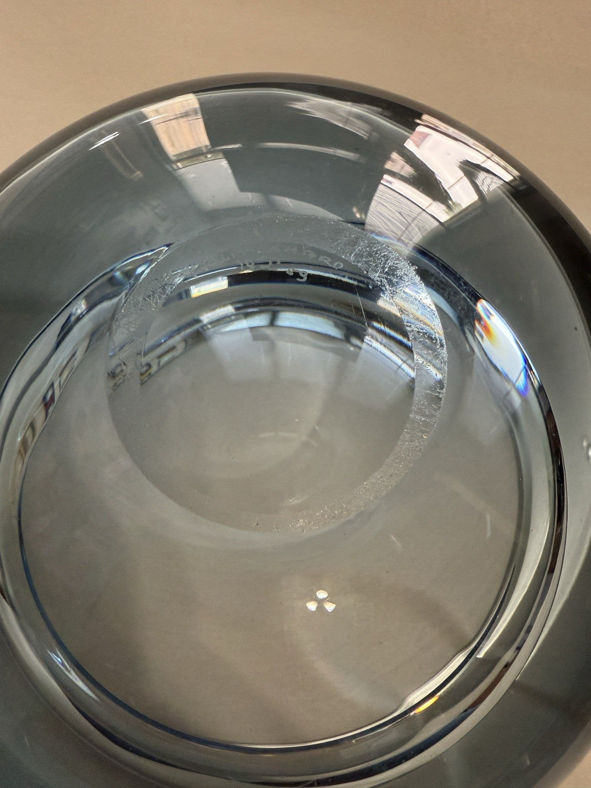 Bowl Per Lütken Holmegaard Art Glass Denmark MCM Blue Oval Signed