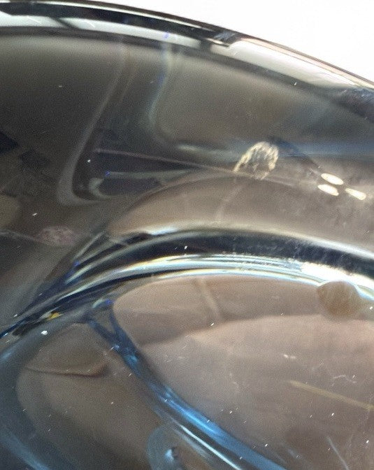 Bowl Per Lütken Holmegaard Art Glass Denmark MCM Blue Oval Signed