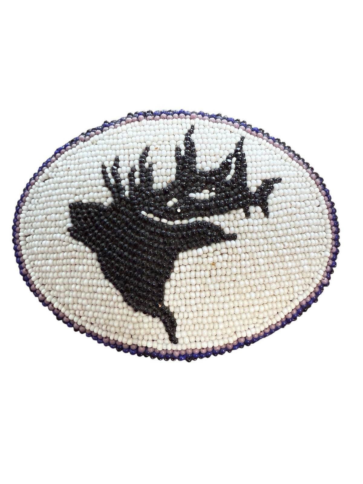 Belt Buckle, Signed And Stamped. Native American Beaded Elk Vintage