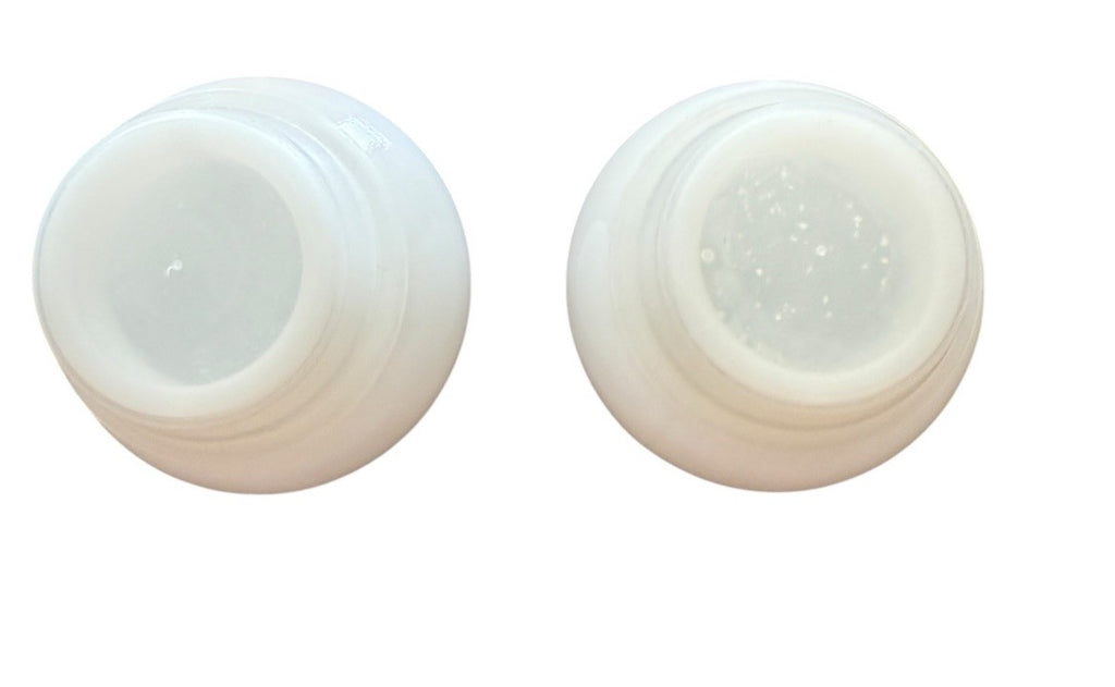 Apothecary Jar Red/White Pattern Set Of 2 Milk Glass Bubble Top Belgian Vintage