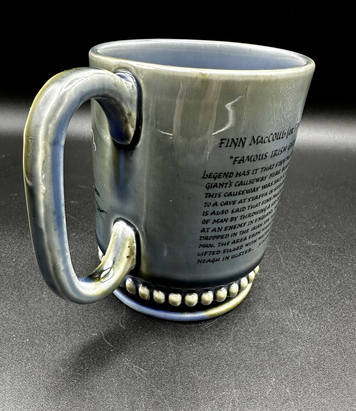 Cup Ireland Porcelain Green Blue Glaze 4”  Irish Vintage