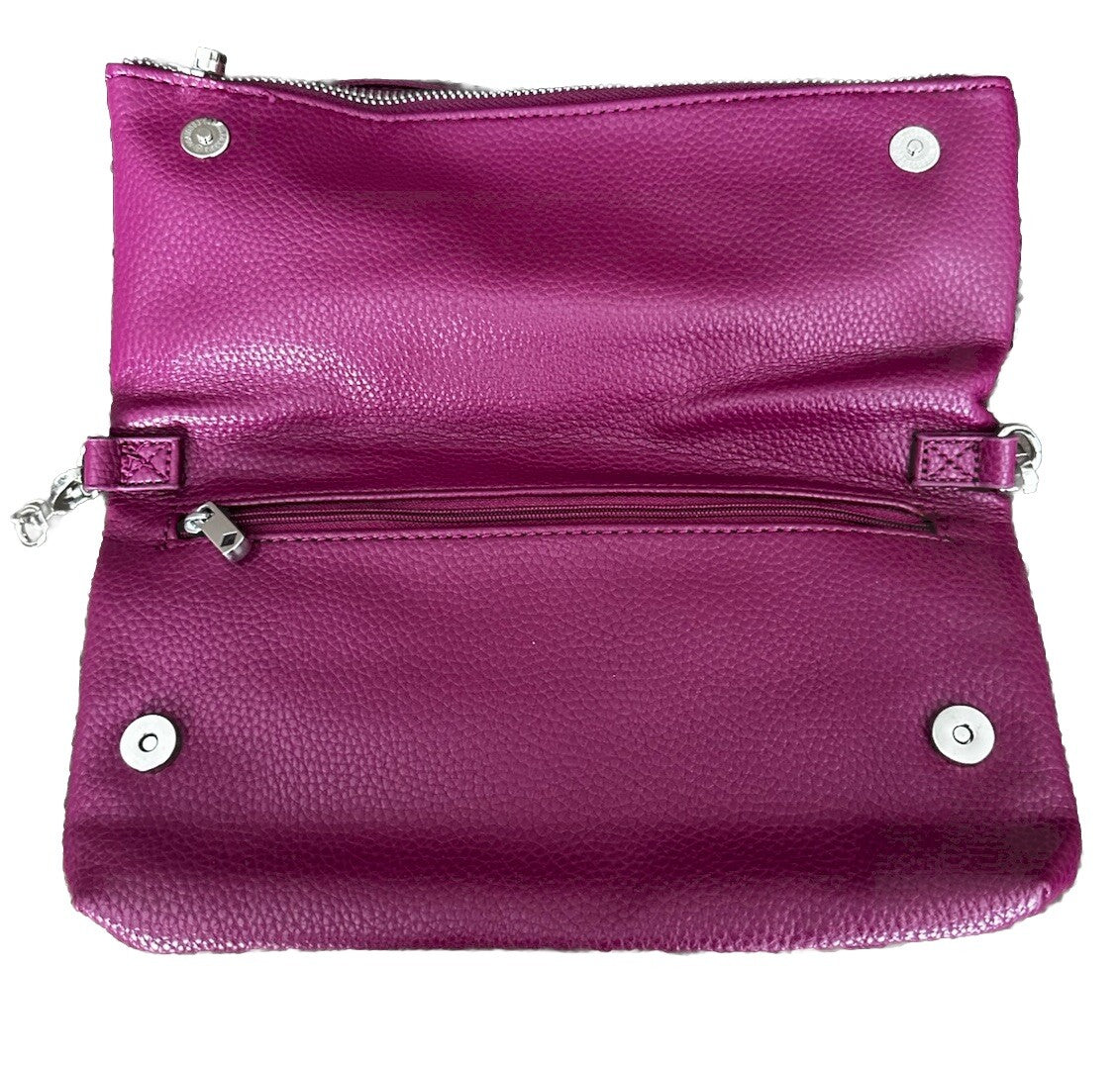 Clutch In Crushed Berry Pebble Preowned Thirty-One Forever Fold Over
