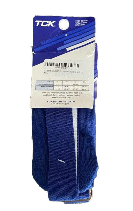 Baseball Sock & Belt Combo Medium Cool Blue 95% Polyester RN35452 TCK New