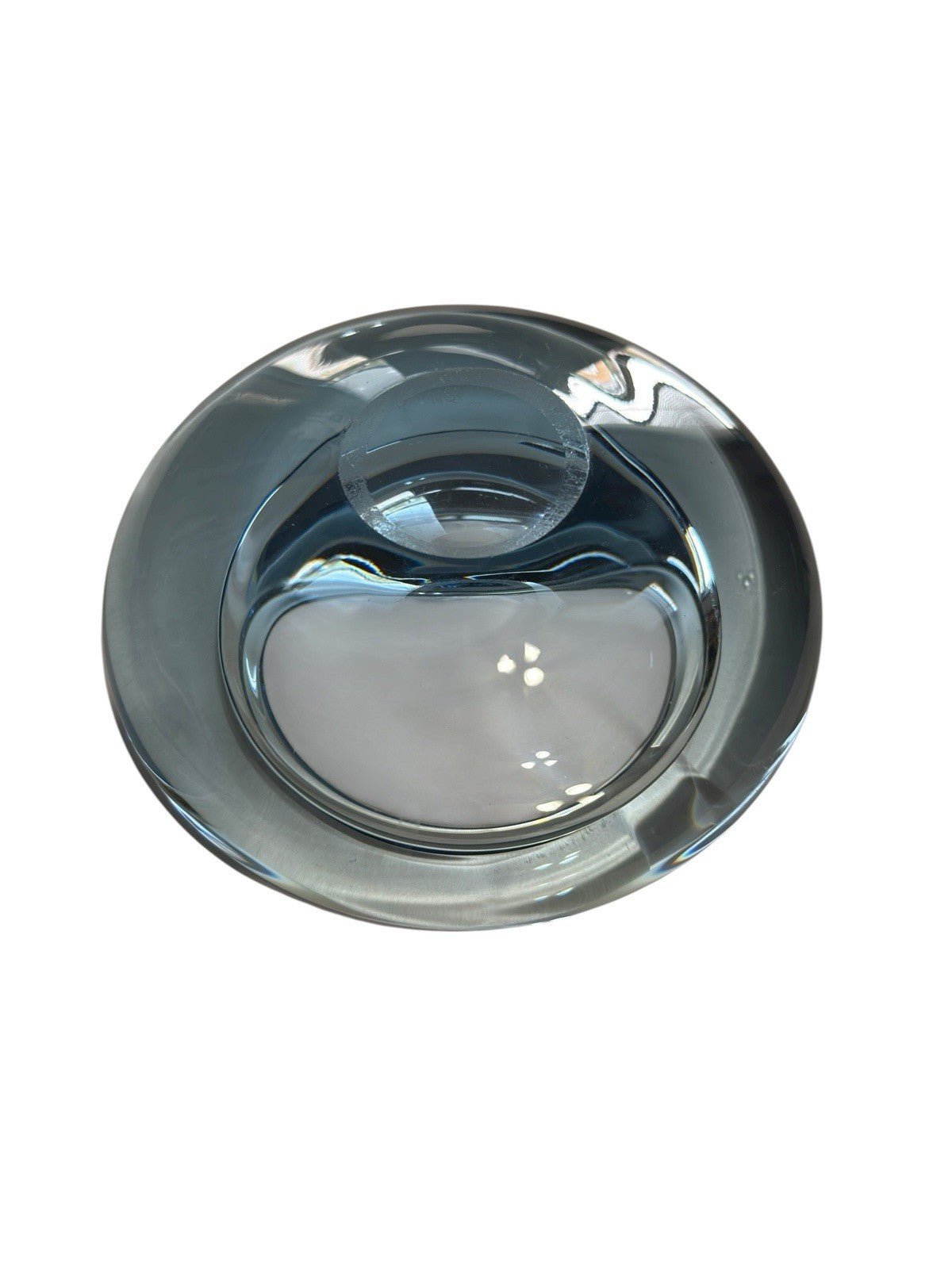 Bowl Per Lütken Holmegaard Art Glass Denmark MCM Blue Oval Signed