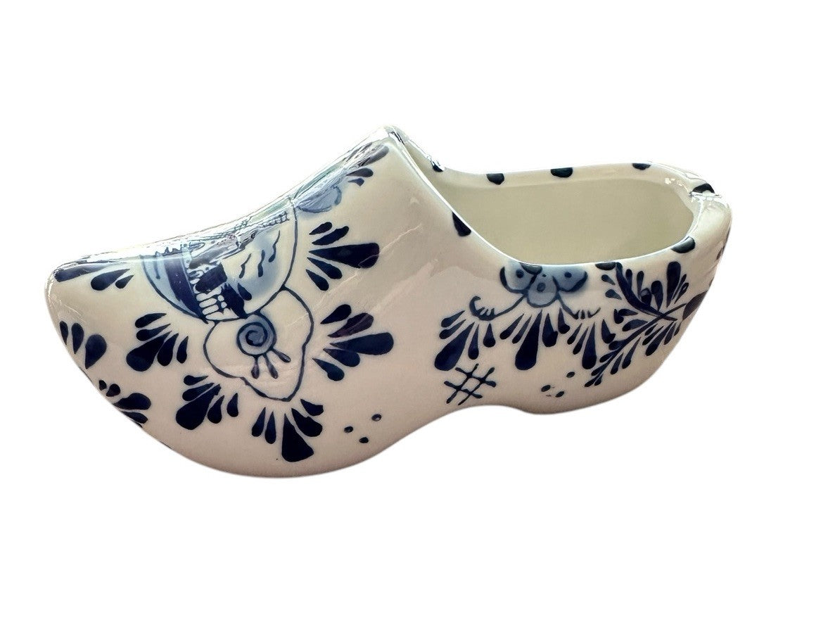 Ashtray Hand Painted 6” Blue And White Windmill Delft Pottery Shoe Planter, Vtg