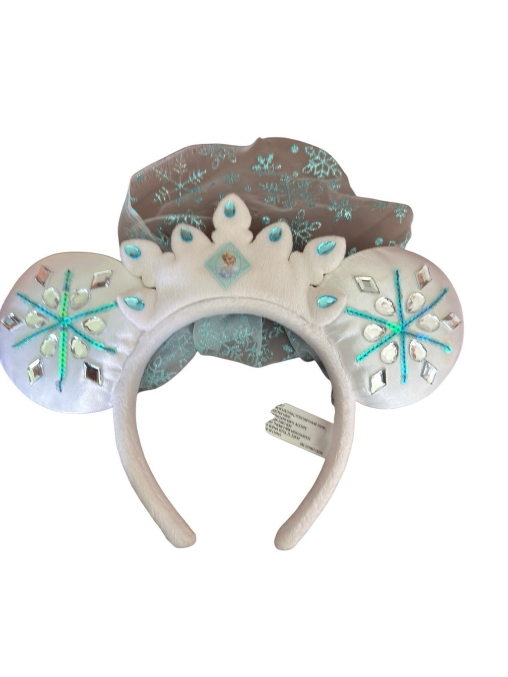 Disney Parks Mickey Mouse Frozen Ears Veiled Headband Crystal Princess Elsa