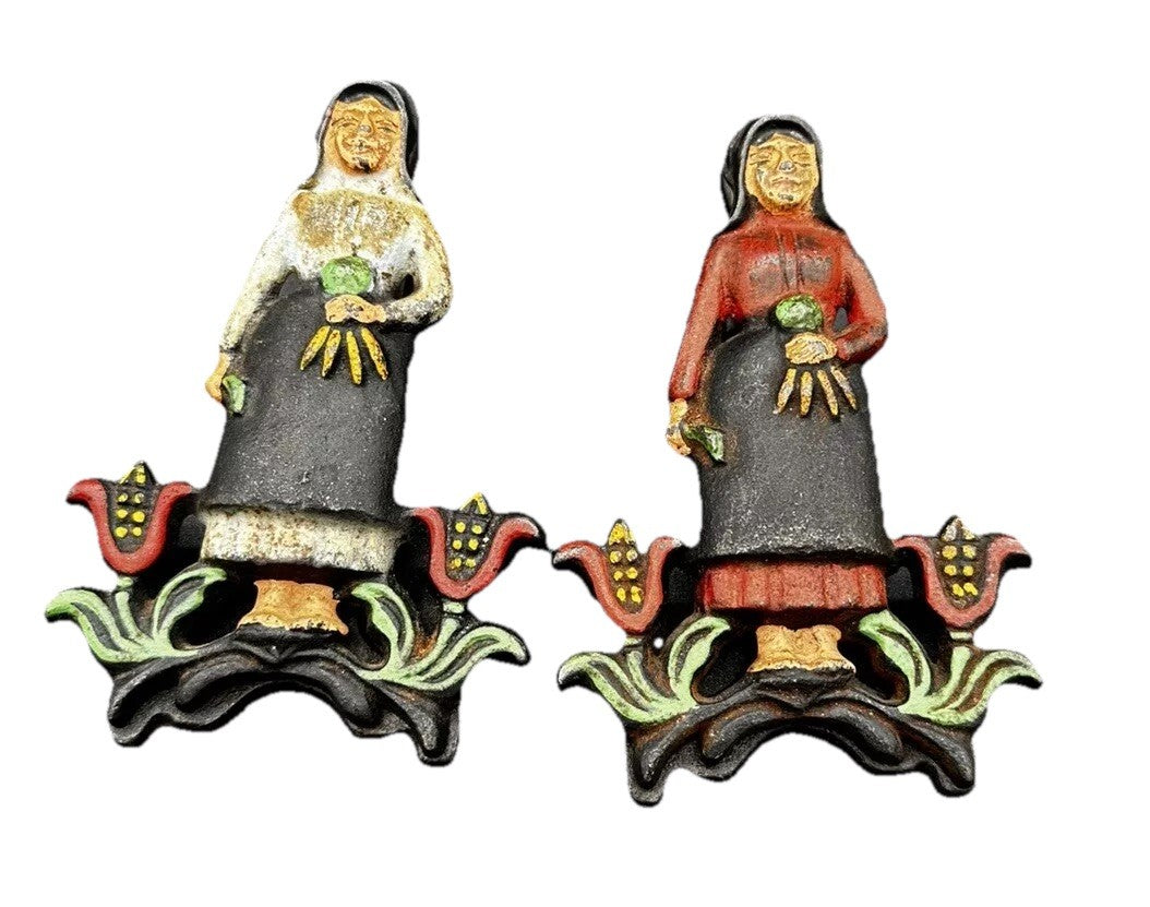 Cast Iron Amish Women Letter or Note Vintage Hanger Holders Wilton