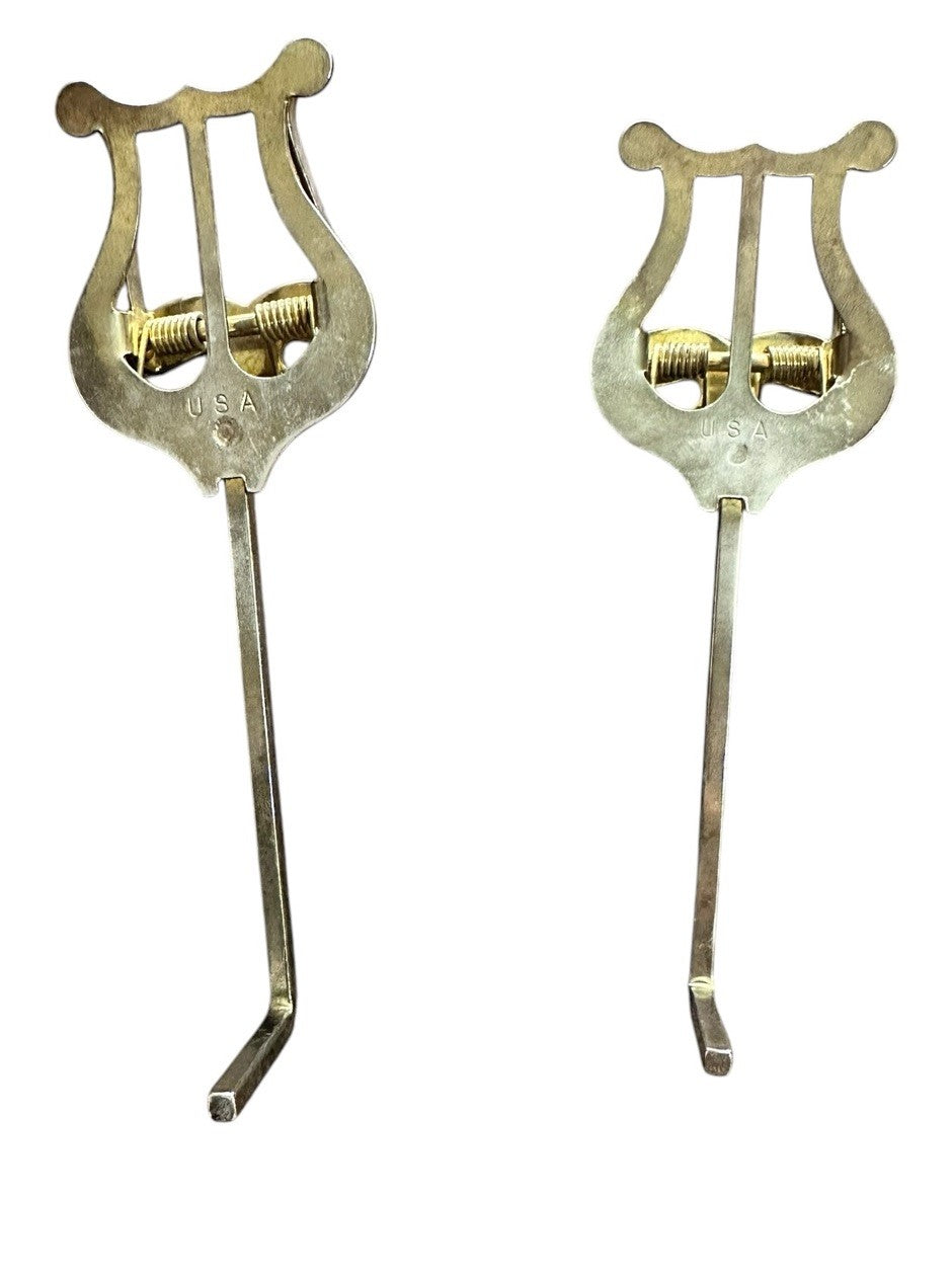 Clips Curved Shank Trumpet Music Sheet Brass (2) Vintage