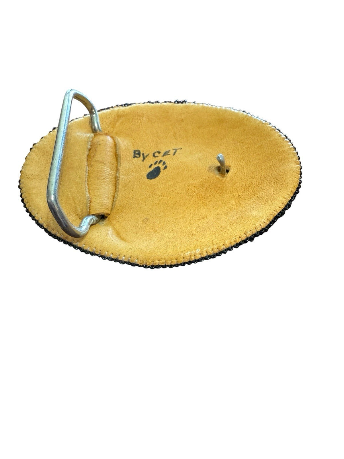 Belt Buckle, Signed And Stamped. Native American Beaded Elk Vintage