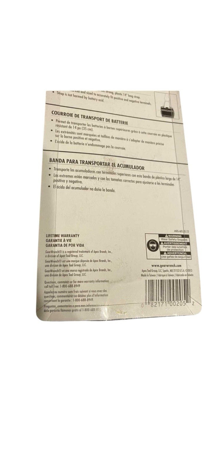 Battery Carrier Lifting Strap Safety Grip 14" Gearwrench New