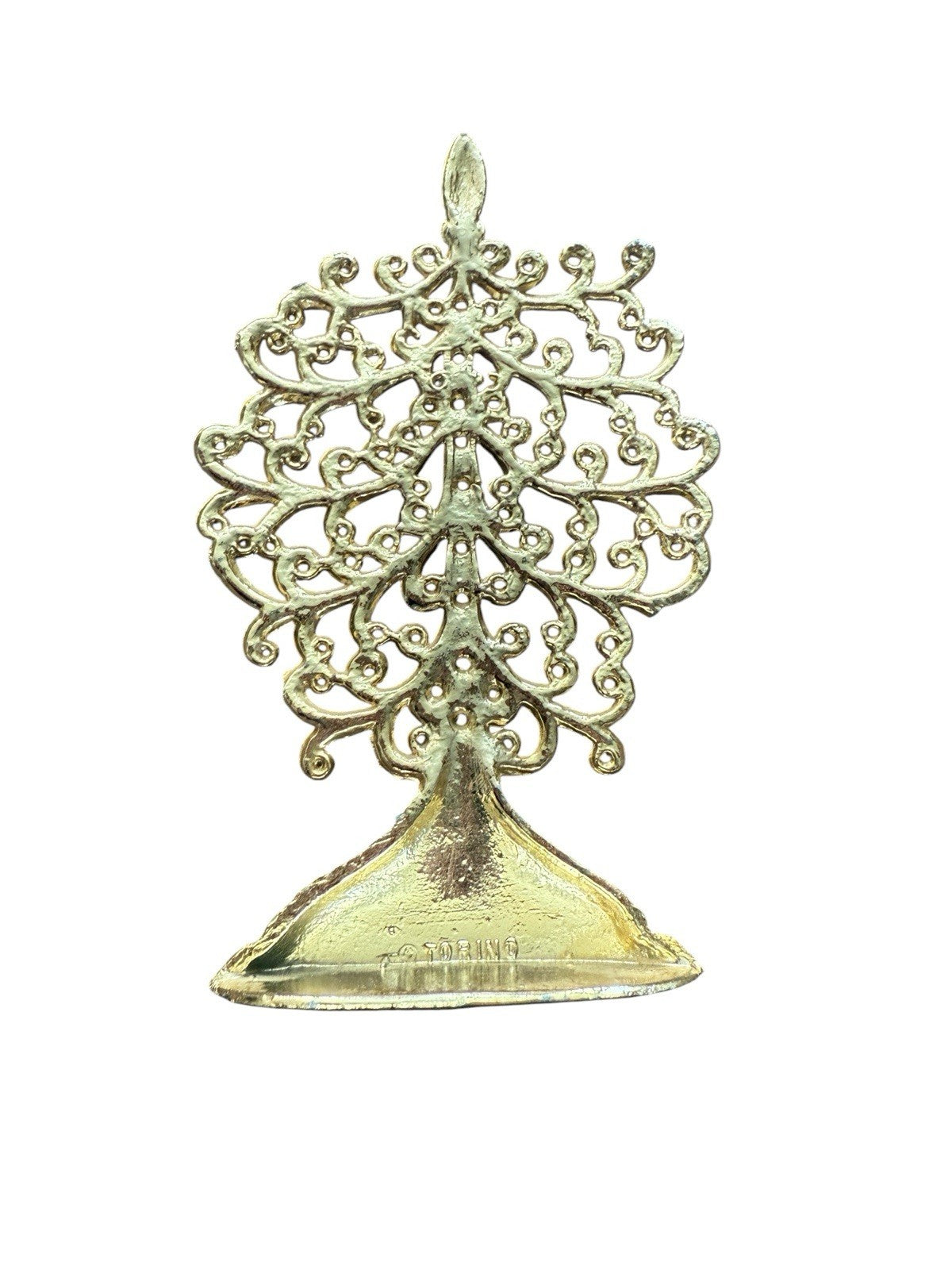Earring Stand Holder Floral /Tree Jewelry Organizer Gold Tone Metal Vintage
