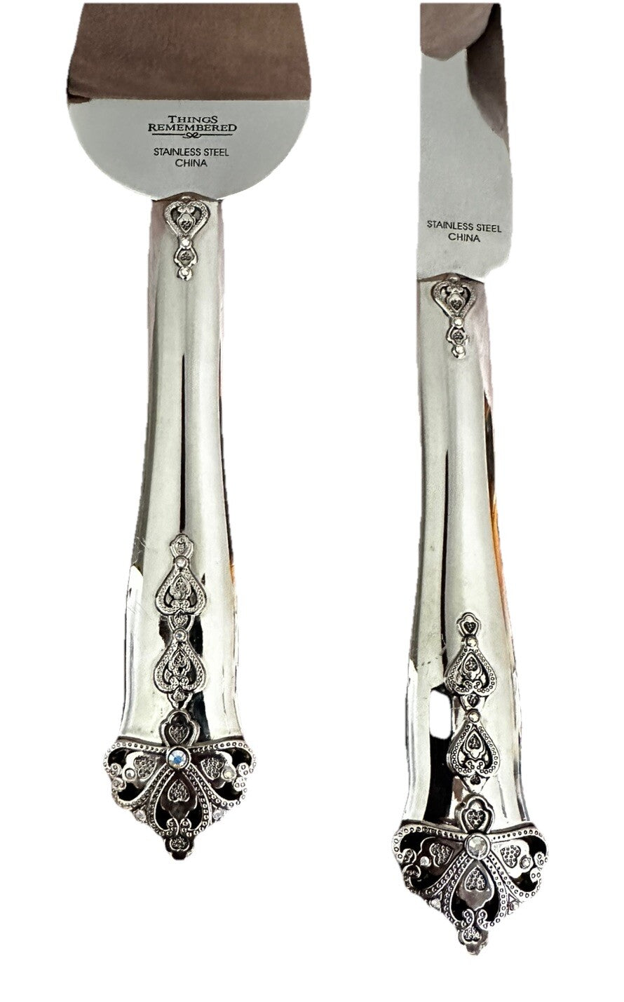 Cake Knife Serving Set Things Remembered Decorative Stainless Steel Wedding