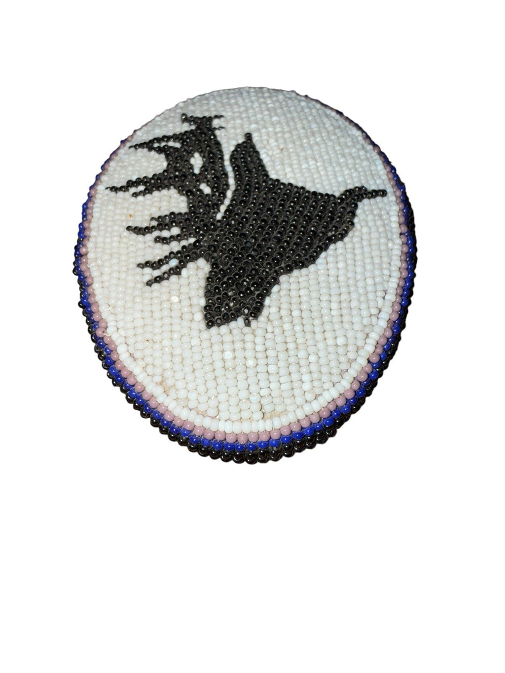 Belt Buckle, Signed And Stamped. Native American Beaded Elk Vintage