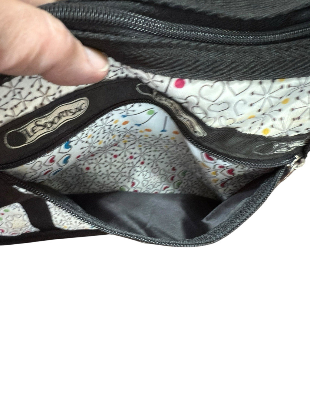 Crossbody Shoulder Bag LeSportsac Hythmic Hearts 3 Zip 2 Way Preowned