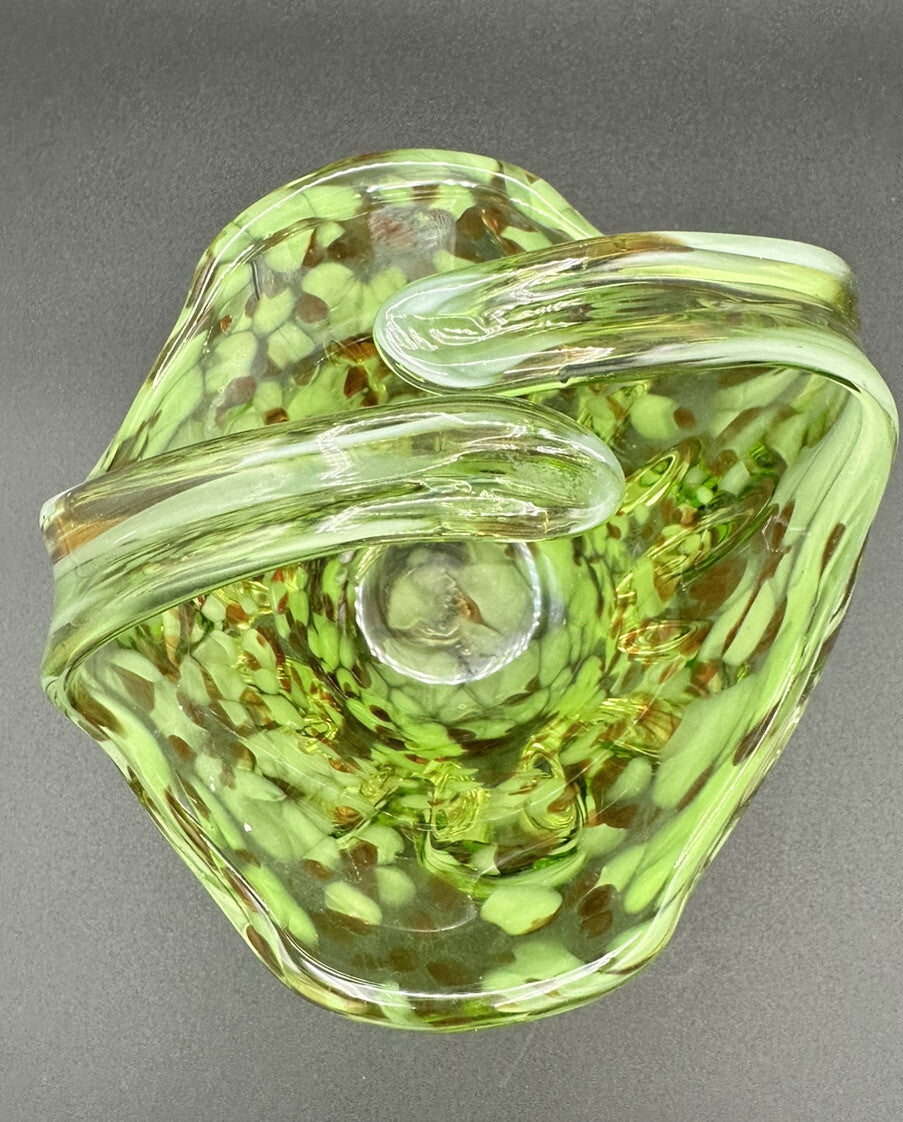 Art Glass Basket Green End Of Day Preowned Vintage
