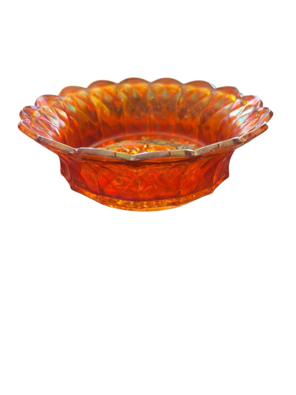 Carnival Glass Bowl Imperial Heavy Grape Marigold 8.75” Vintage